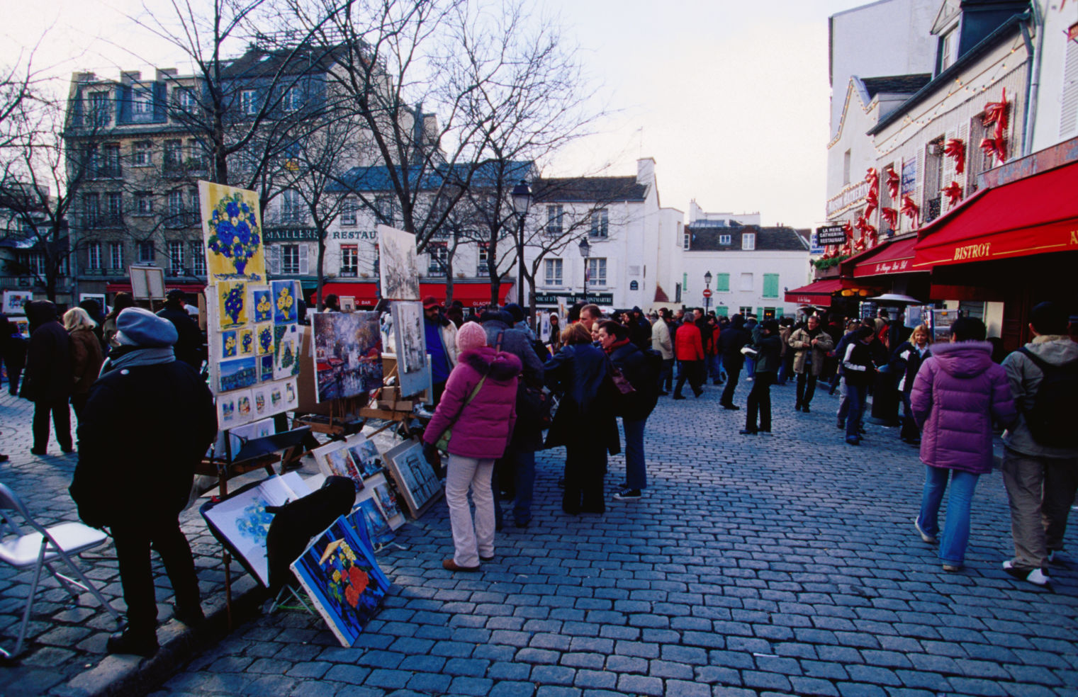Art stalls, Place du Tertre, Montmartre, Paris, France