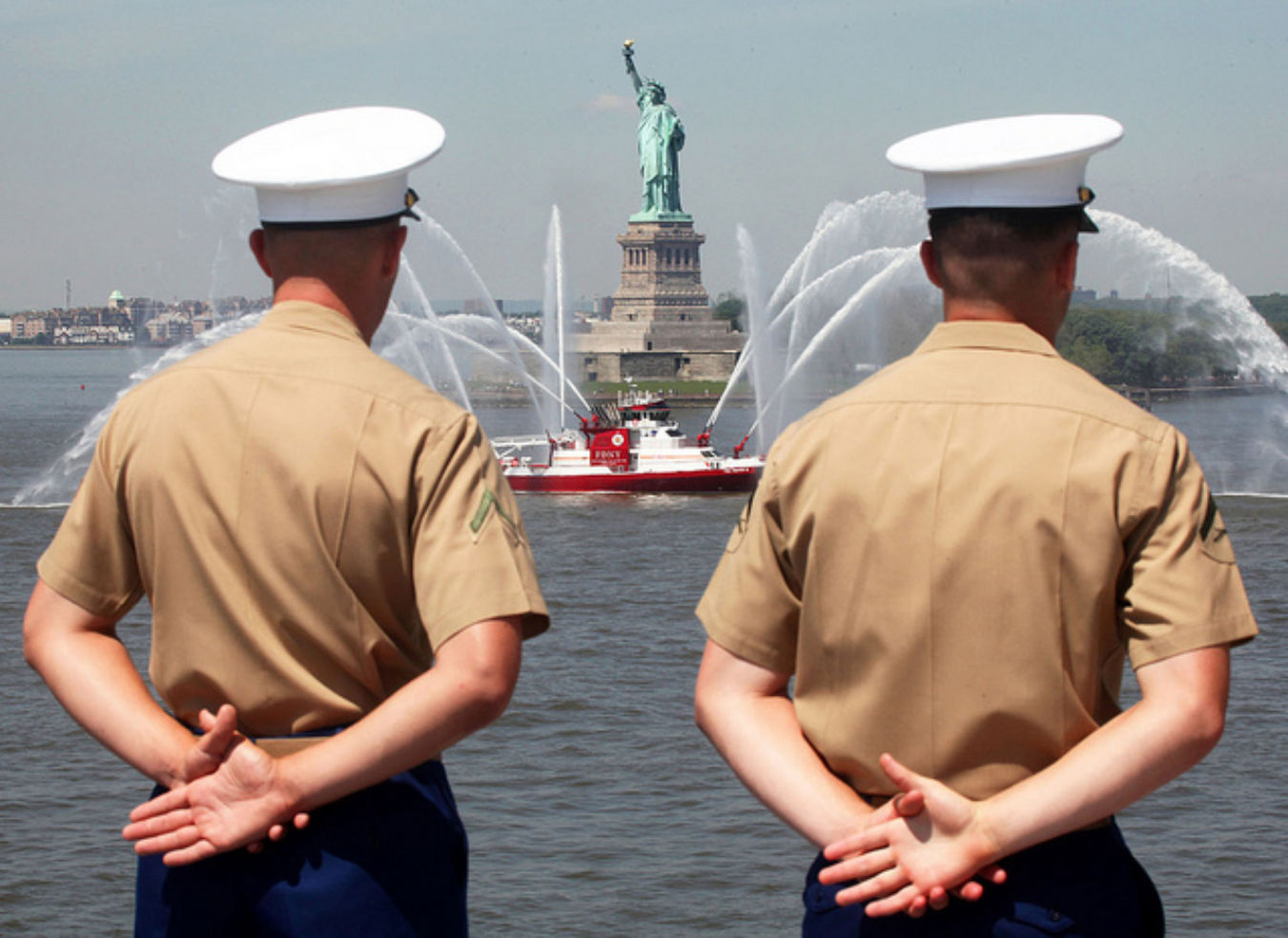 Marines view the Statue of Liberty during Fleet Week in New York City, 2011.