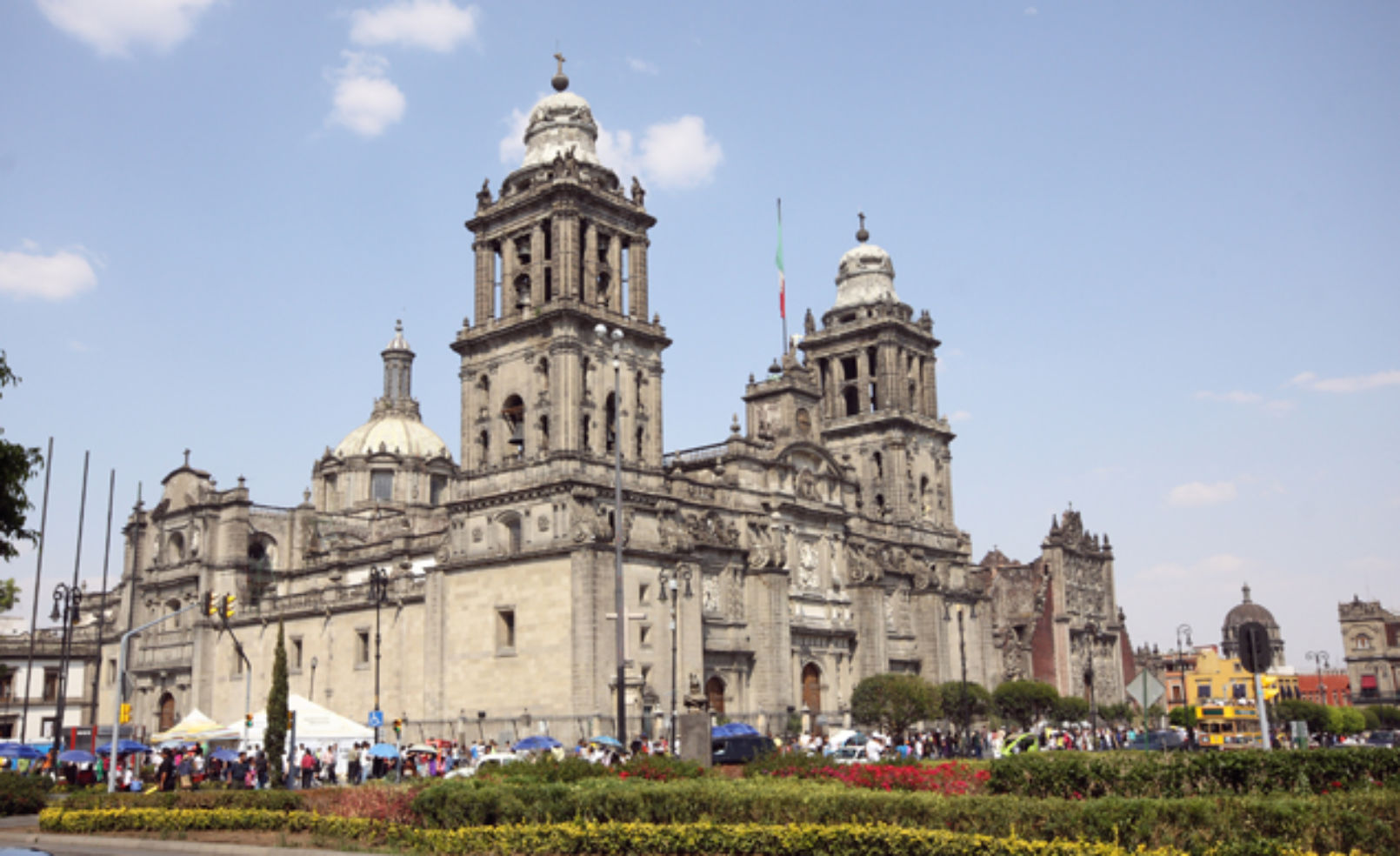 Cathedral in Mexico City seen from the sidewalk