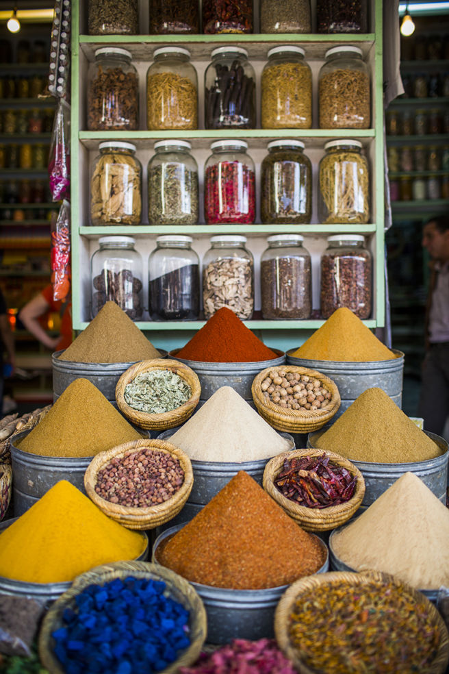 Exotic spices at a Marrakech market