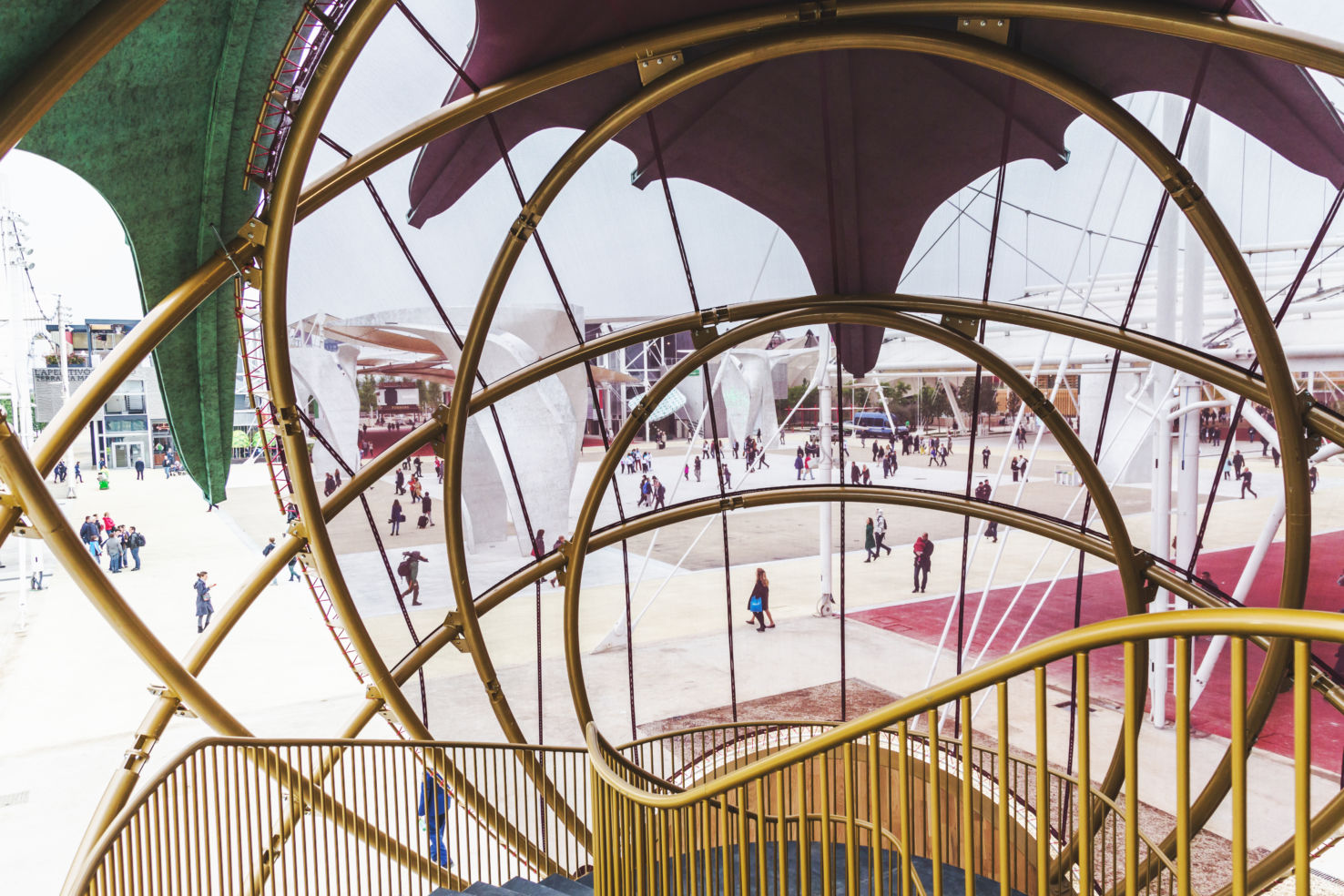 Milan Expo 2015 Top view of pavilions and people