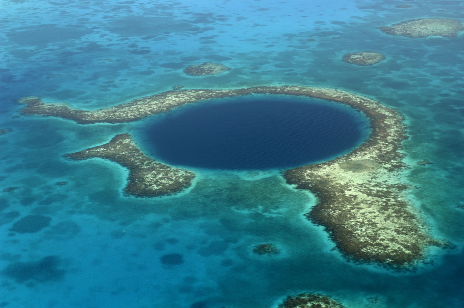 Aerial shot of the coast of Belize