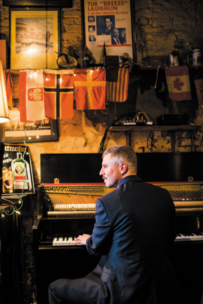 Pianist Leslie Martin warms up before a set
