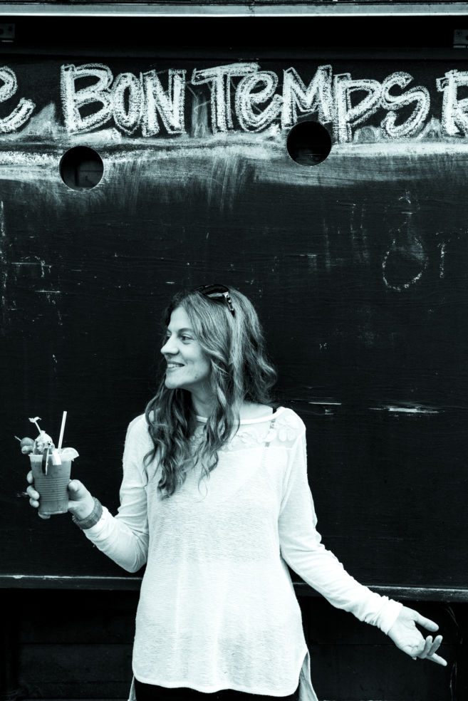 Cajun chef Melissa Martin enjoys a festive cocktail