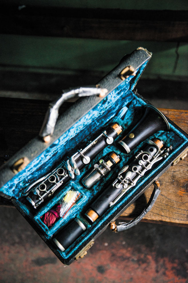 A clarinet awaits its call to the bandstand
