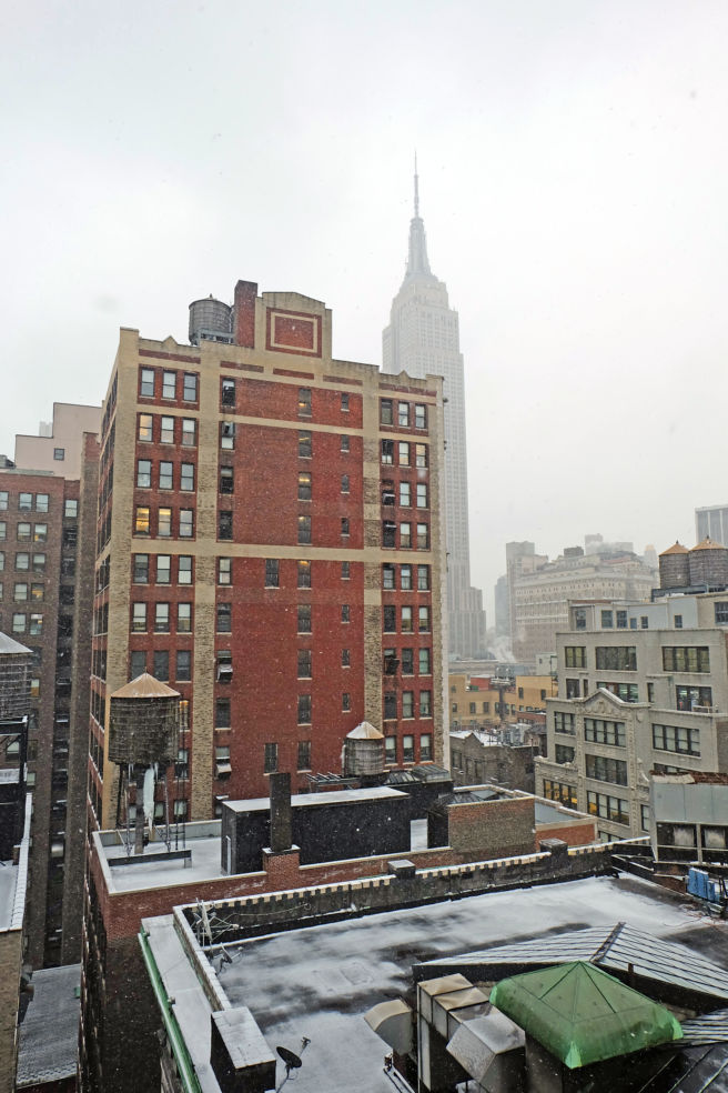 Snowy skyline view from BT offices