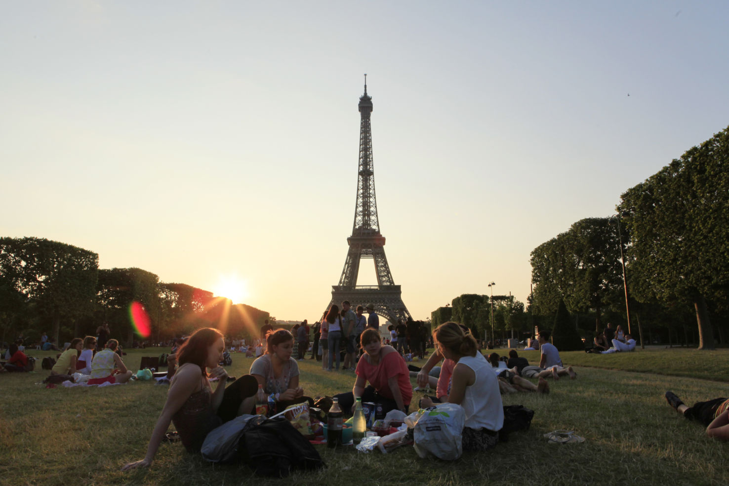 Eiffel Tower sunset Paris France