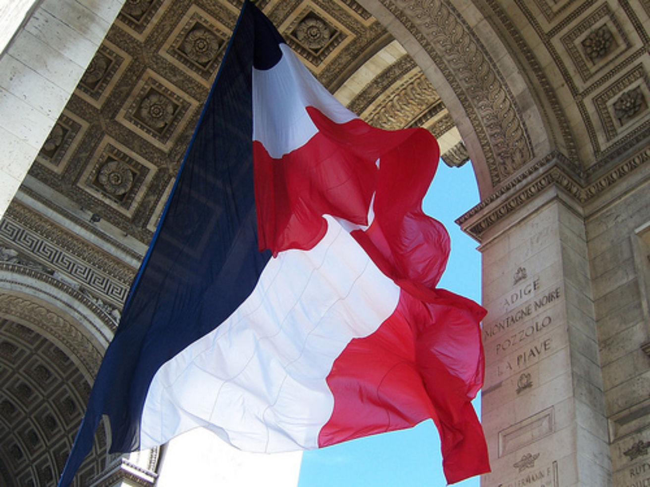 Arc de Triomphe Paris French flag