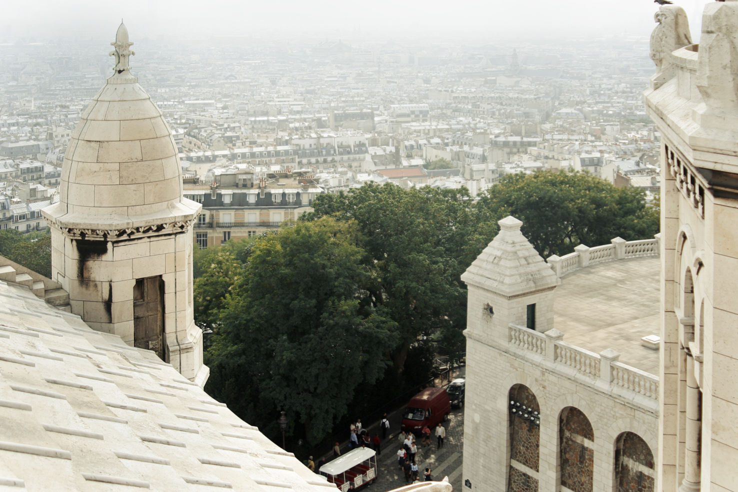 Aerial view Paris Sacre-Coeur Basilica Montmartre France