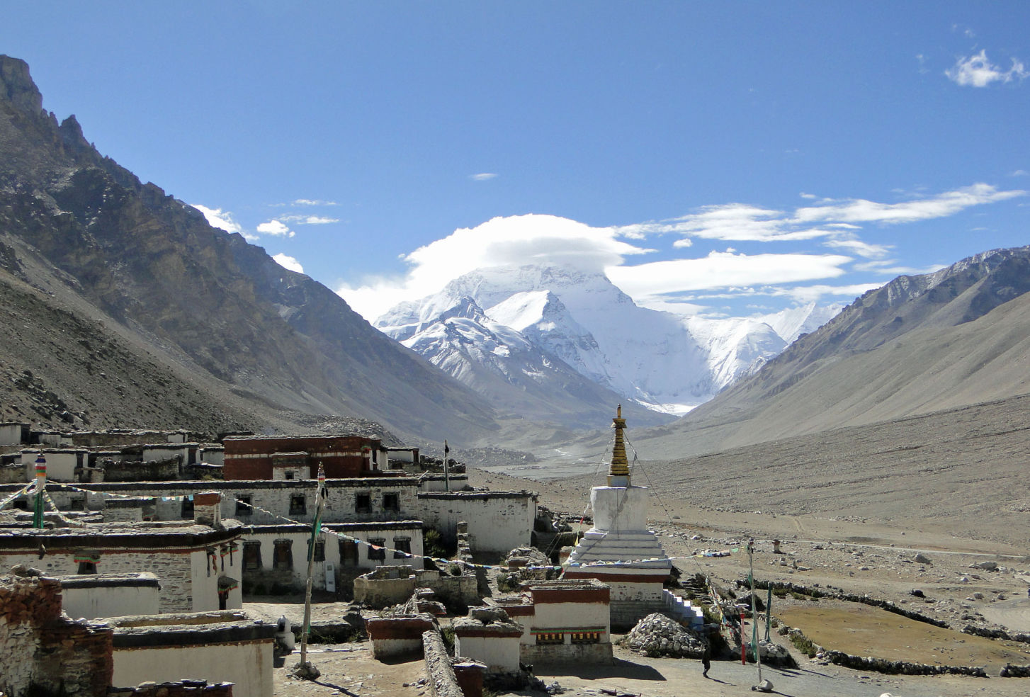 Rombuk Monastery with Mount Everest in the background