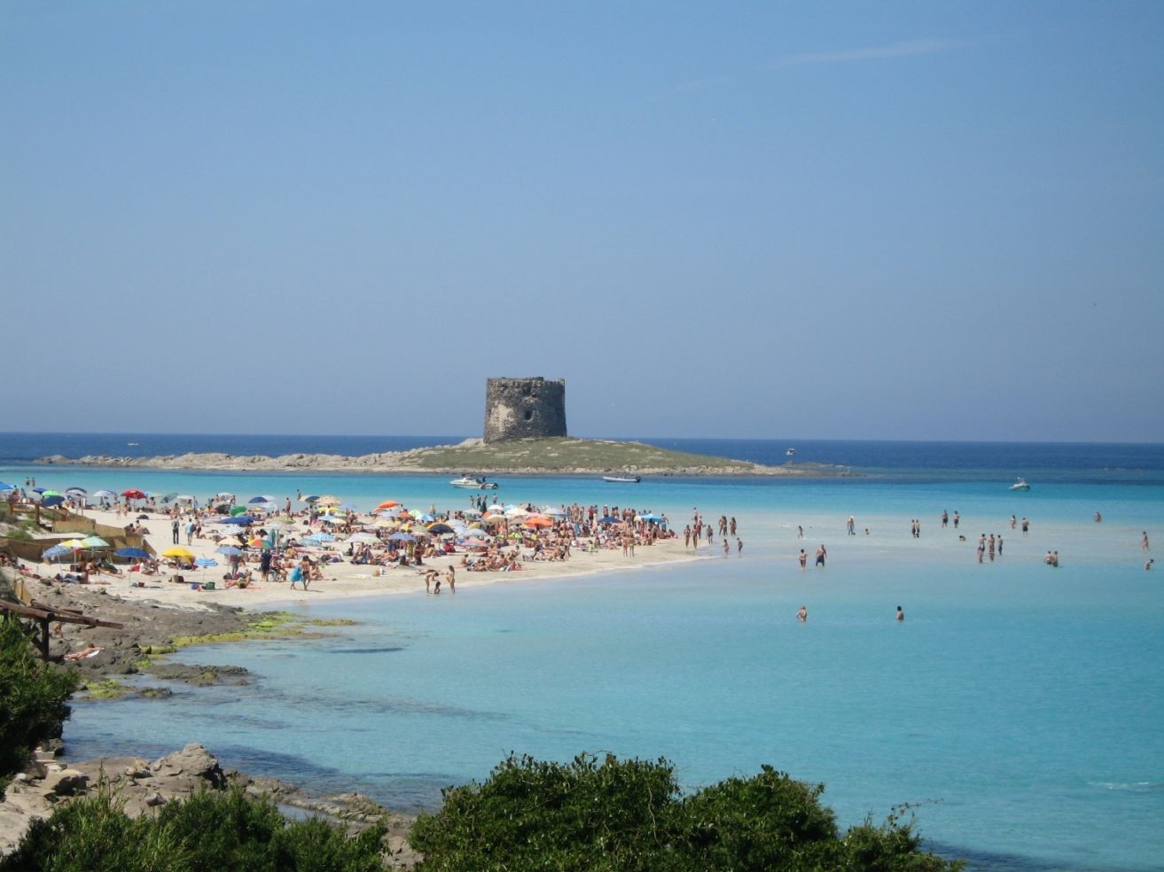 beautiful pelosa beach on the island of sardinia.