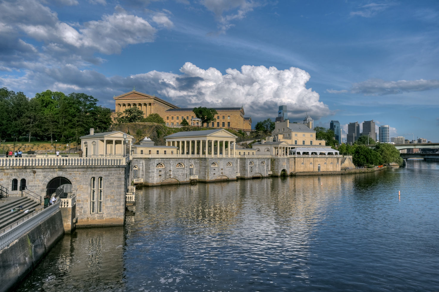 Philadelphia Art Museum with the Philadelphia Water Works below.