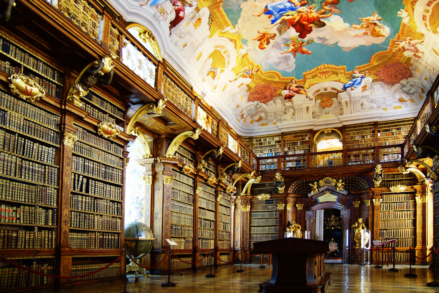 The gorgeous library at Melk Abbey, in Austria