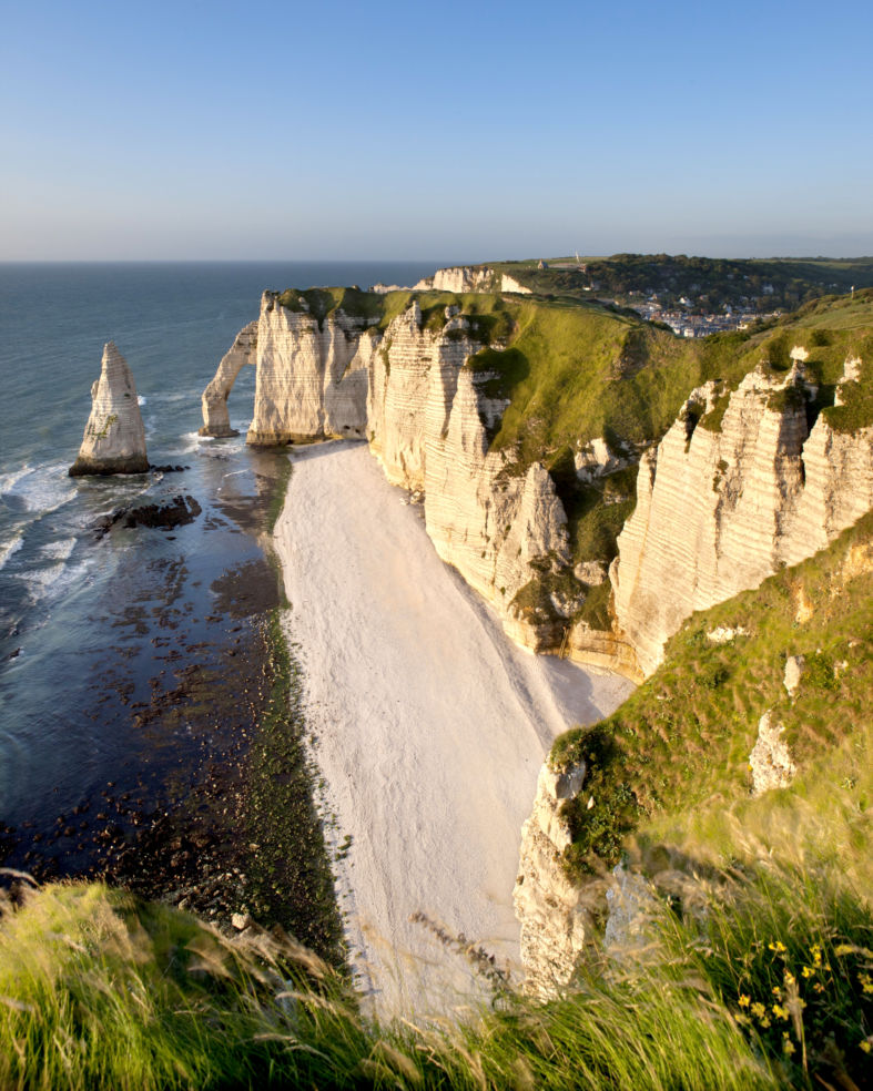 The famous white cliffs at Etretat, Normandy.
