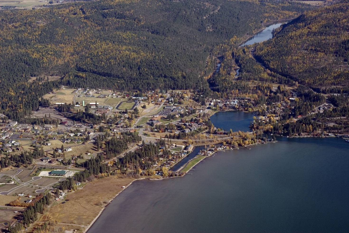 Aerial view of Bigfork Montana