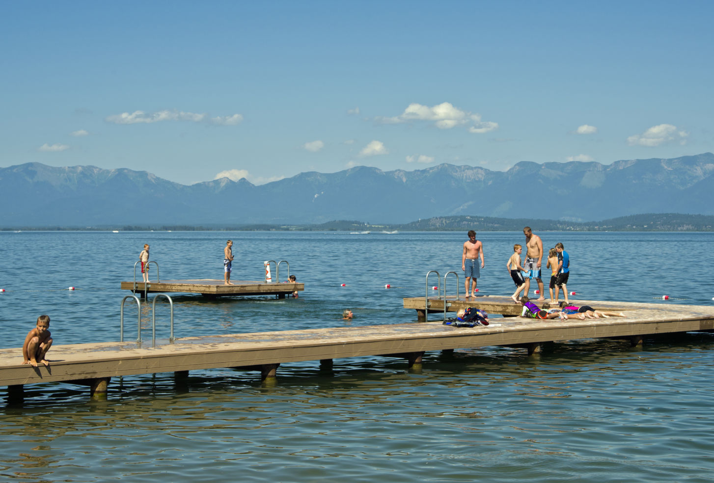 swimming dock at Flathead Lake, in northern Montana