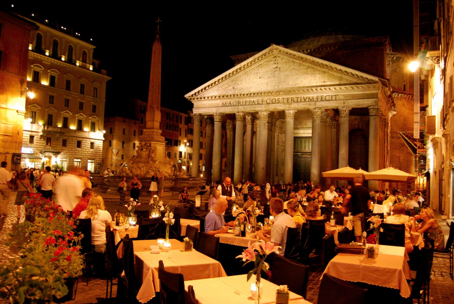the Pantheon at night in Rome, Italy