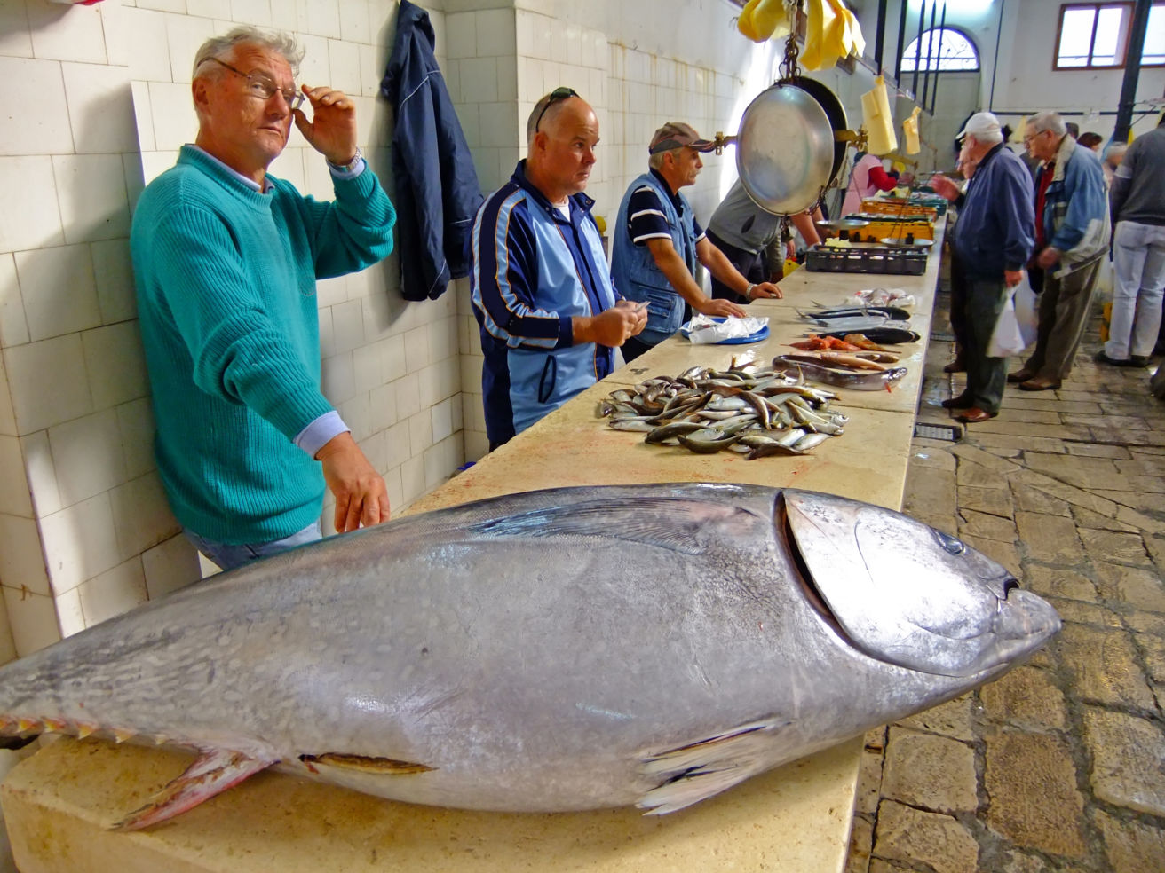 Men sell fish at Fish market in Split, Croatia