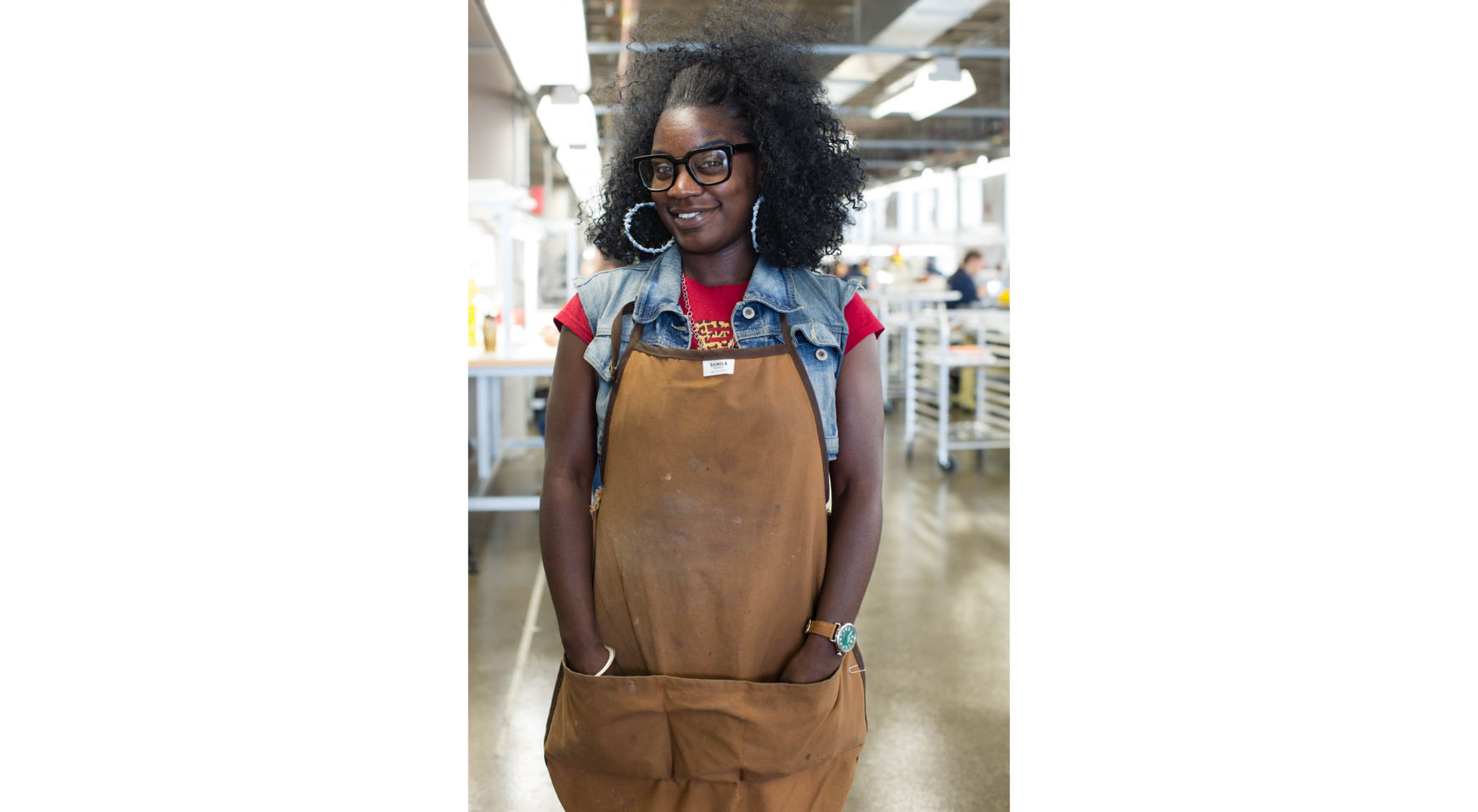 Marquinda Yeager used to work in a Ford plant; now she works at Shinola.