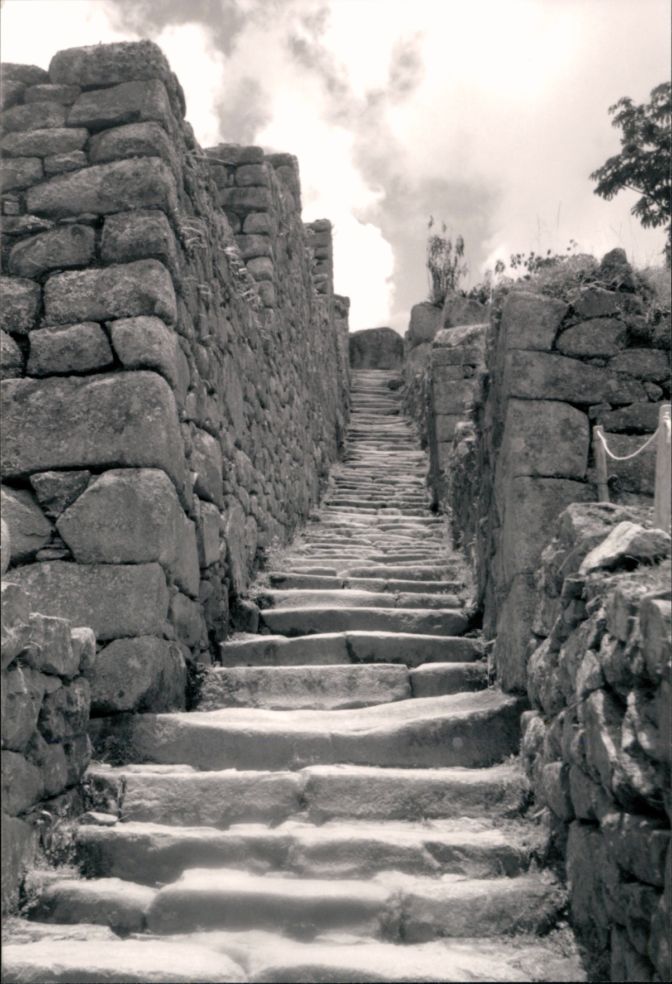 Stairway at Machu Picchu in Peru