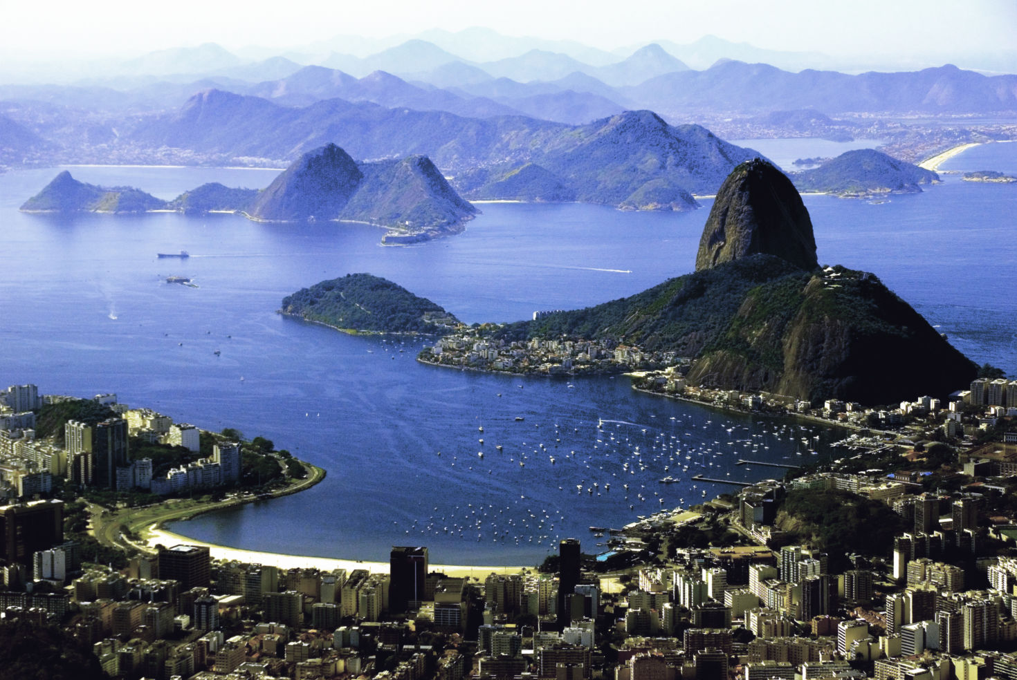 A view of Rio de Janeiro and Sugar Loaf Mountain from Corcovado