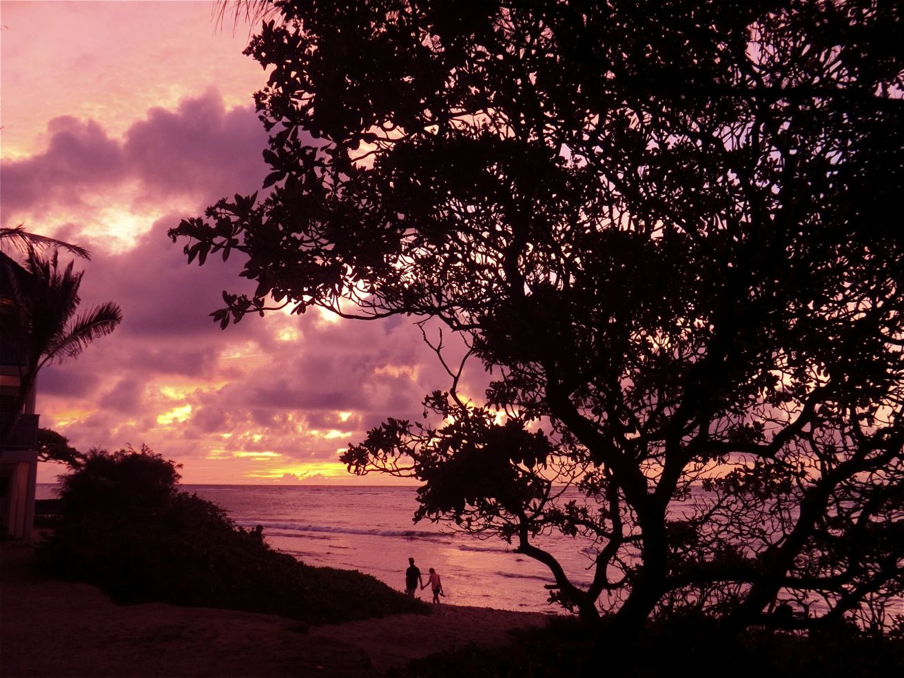 Sunrise on the beach in Kauai