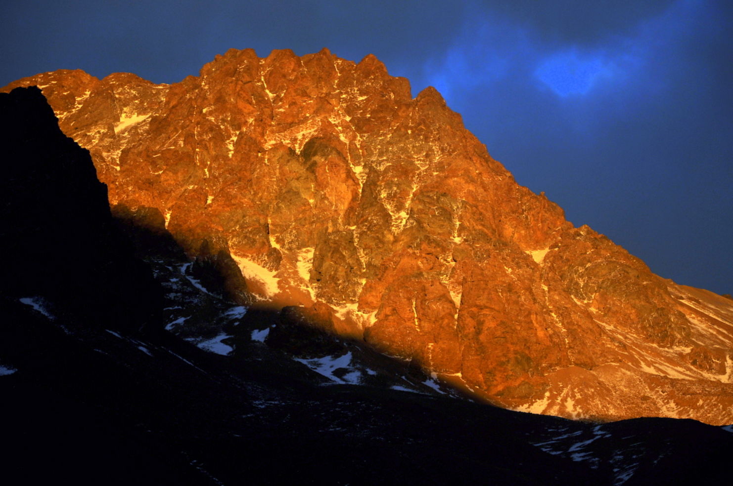 Sunset in the Andes on the Argentina-Chile border