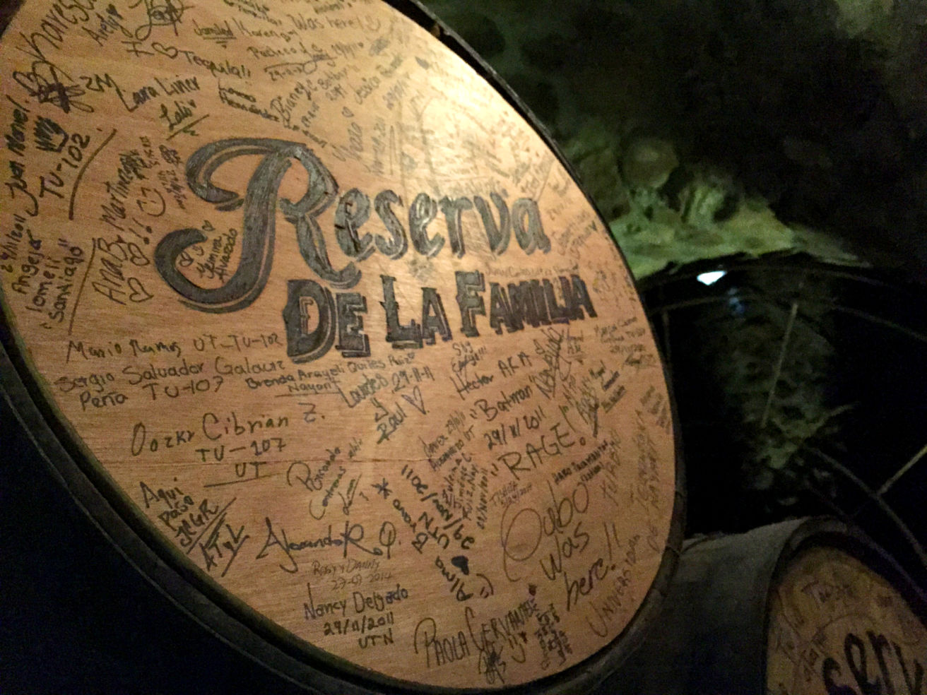 Barrel in the Reserva de la Familia Cellar at La Rojeña in Tequila