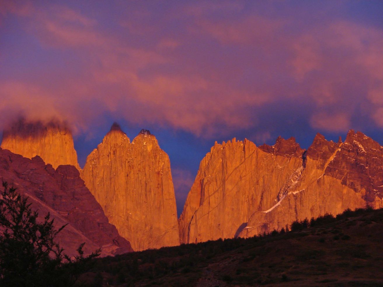 Spectacular sunrise view of the Towers at Torres del Paine National Park, Chile