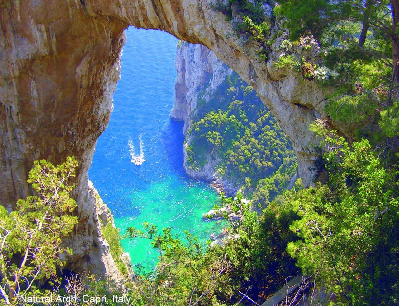 This natural arch is at the end of the Isle of Capri, Italy.