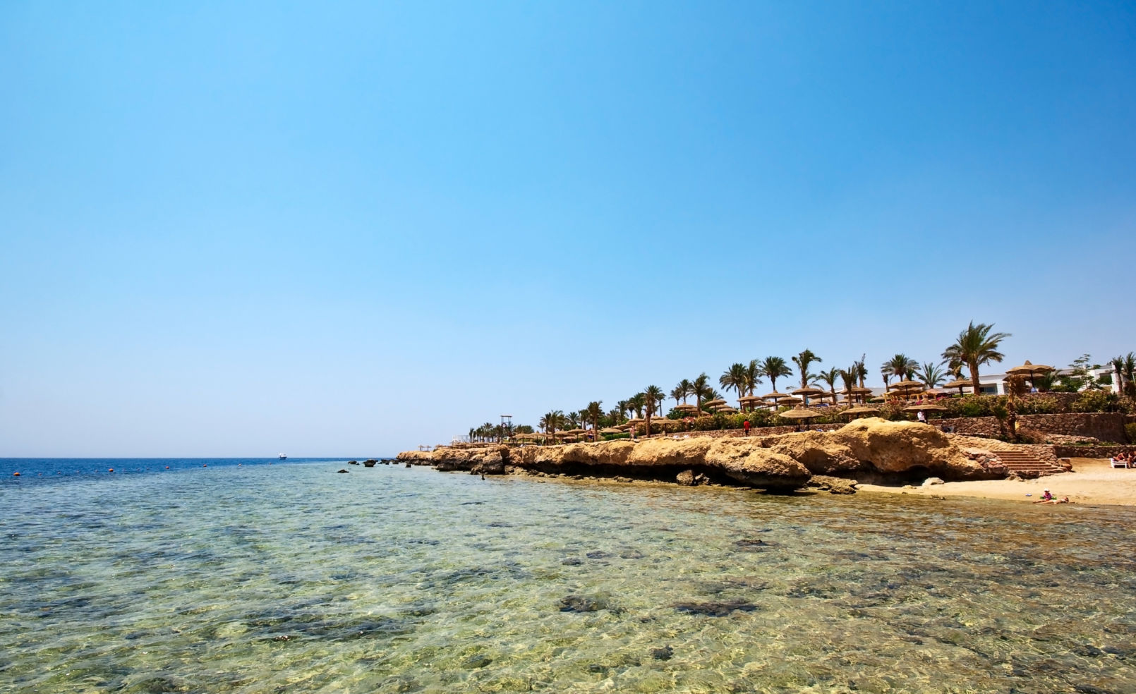 Resort beach with reefs in Egypt