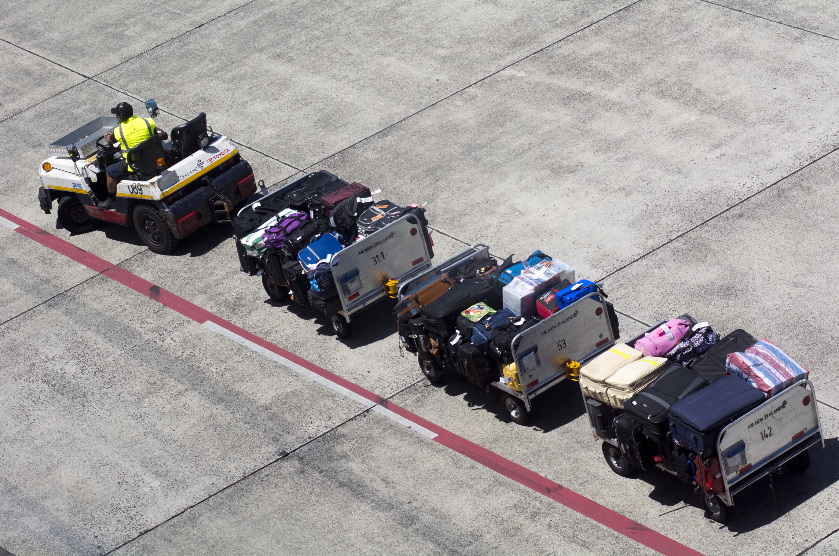 bags on carts at airport
