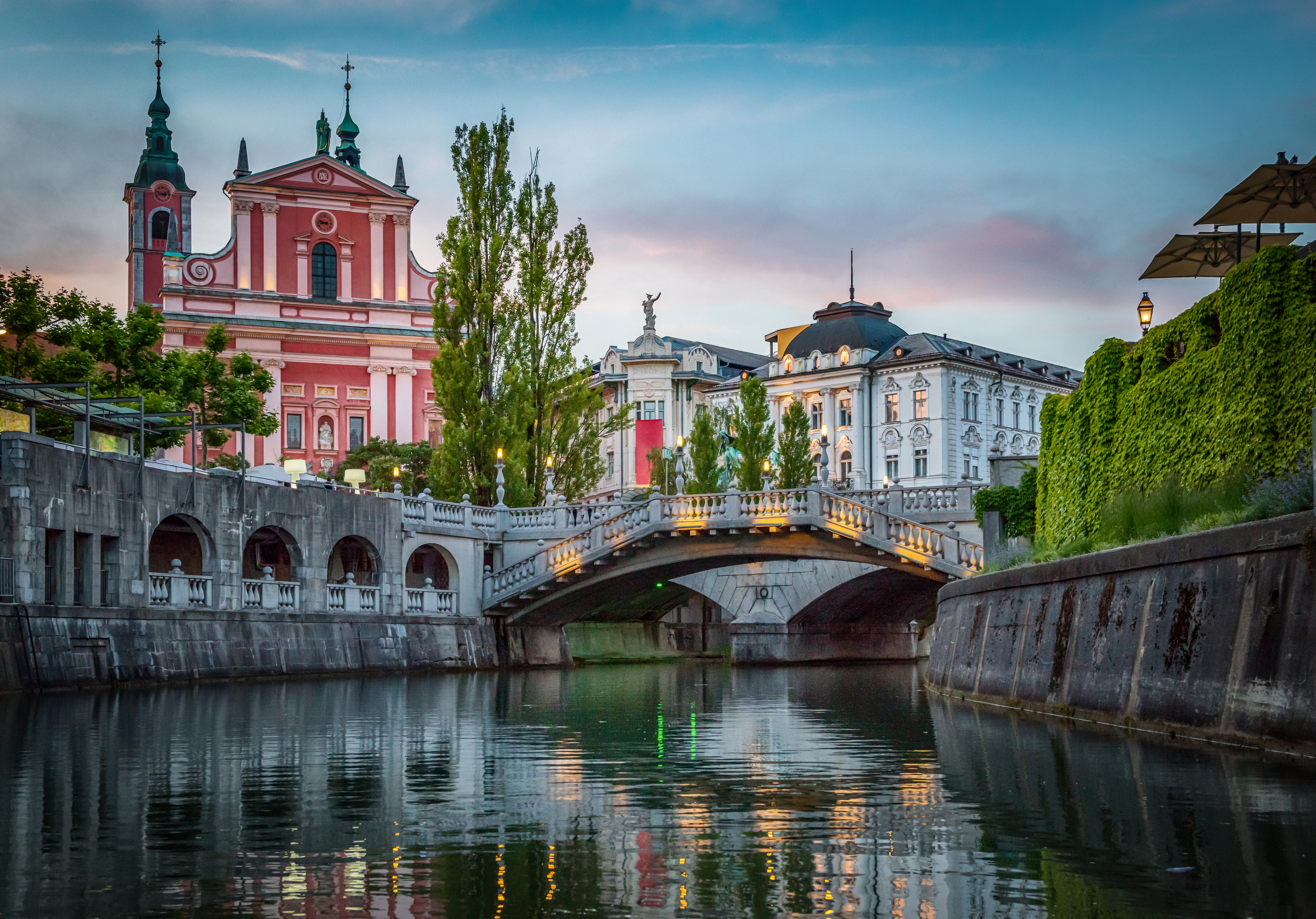 Tromostovje Bridge In Ljubljana